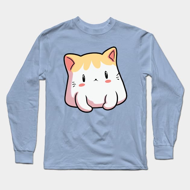 Cute cat cartoon Long Sleeve T-Shirt by Kawaii Bomb